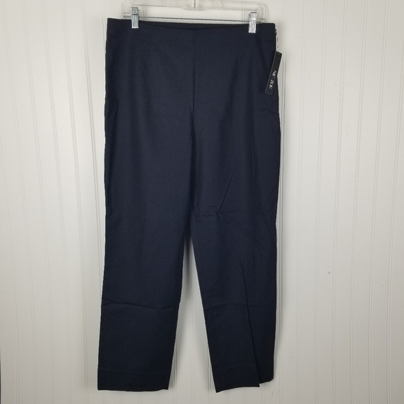 Nick & Zoe Womens Midnight Blue Perfect Pant Side Zip Ankle Size 12 Stretch - Picture 2 of 9